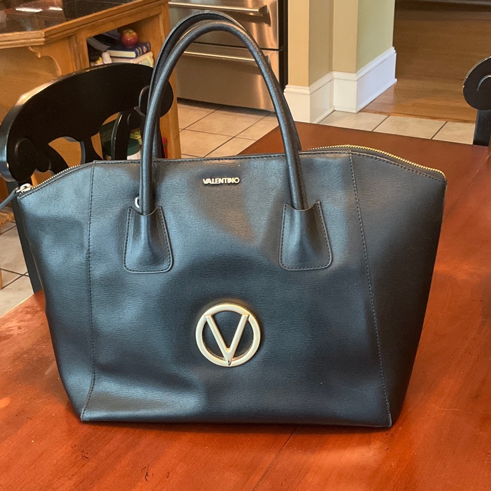Valentino Black Tote with Gold Accents